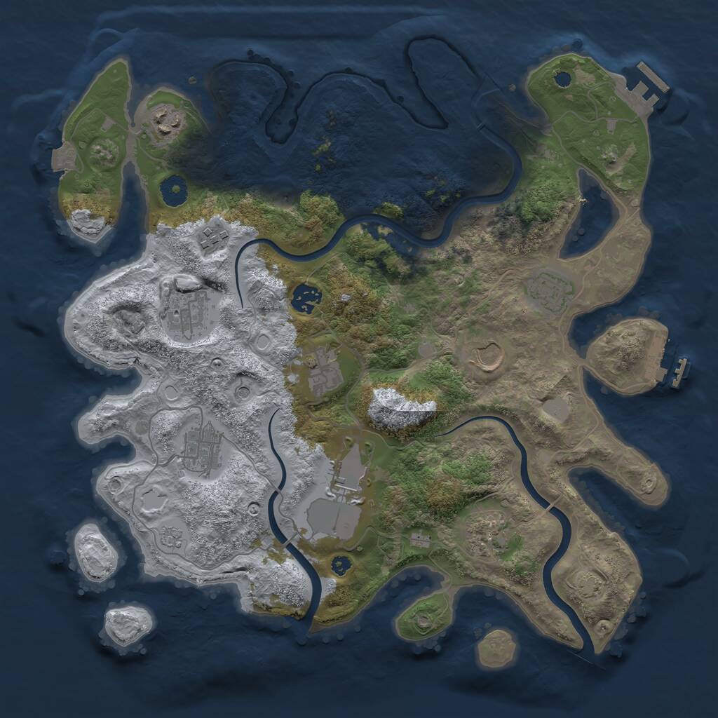 Rust Map: Procedural Map, Size: 3700, Seed: 1285762887, 16 Monuments