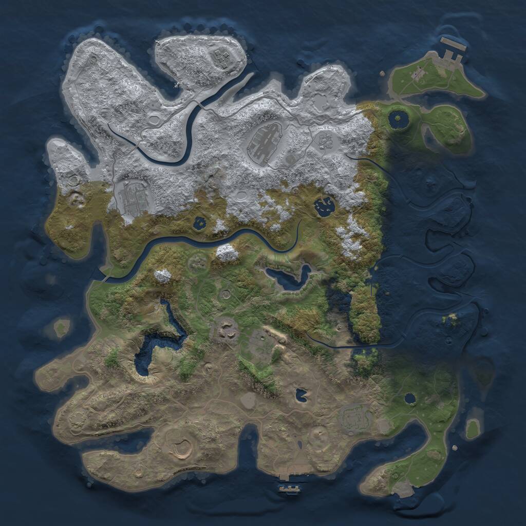 Rust Map: Procedural Map, Size: 4000, Seed: 1565504055, 14 Monuments