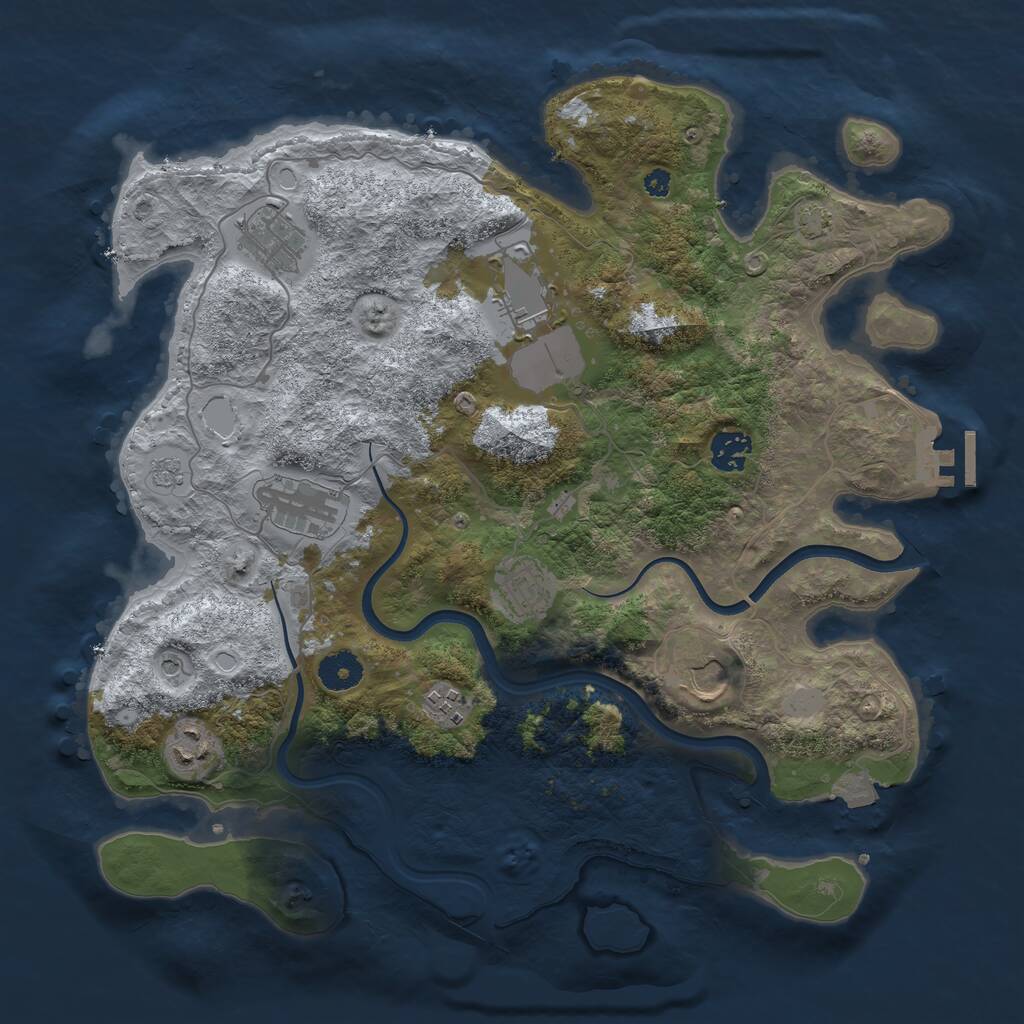Rust Map: Procedural Map, Size: 3700, Seed: 2006291671, 13 Monuments