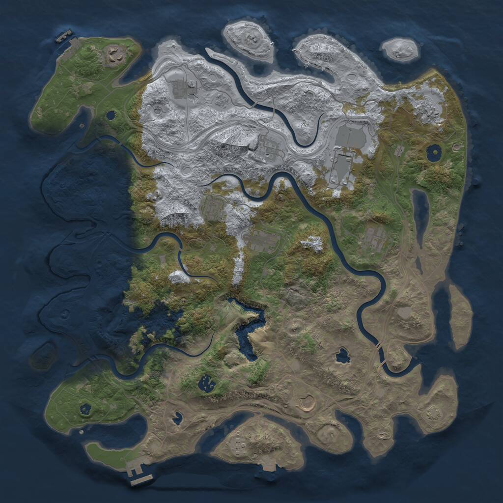 Rust Map: Procedural Map, Size: 4500, Seed: 646887780, 17 Monuments