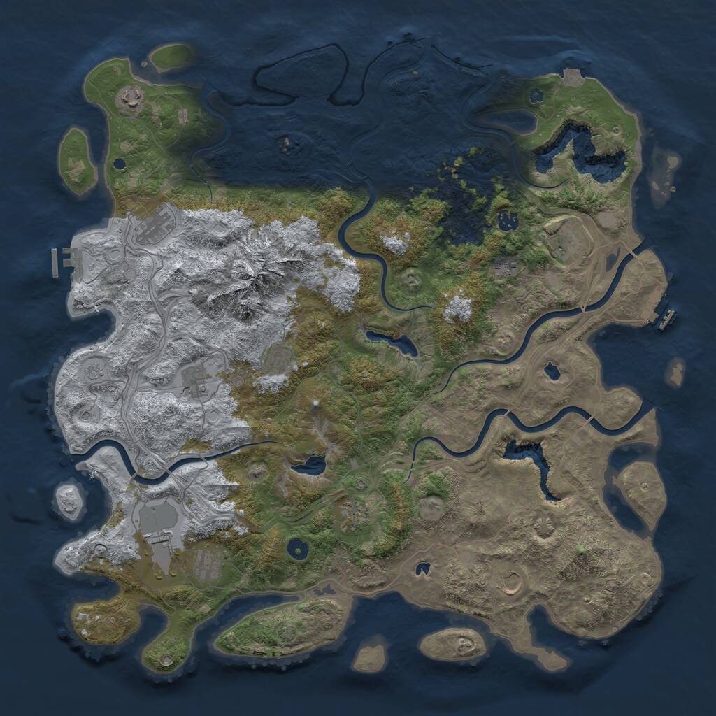 Rust Map: Procedural Map, Size: 5000, Seed: 63417, 17 Monuments