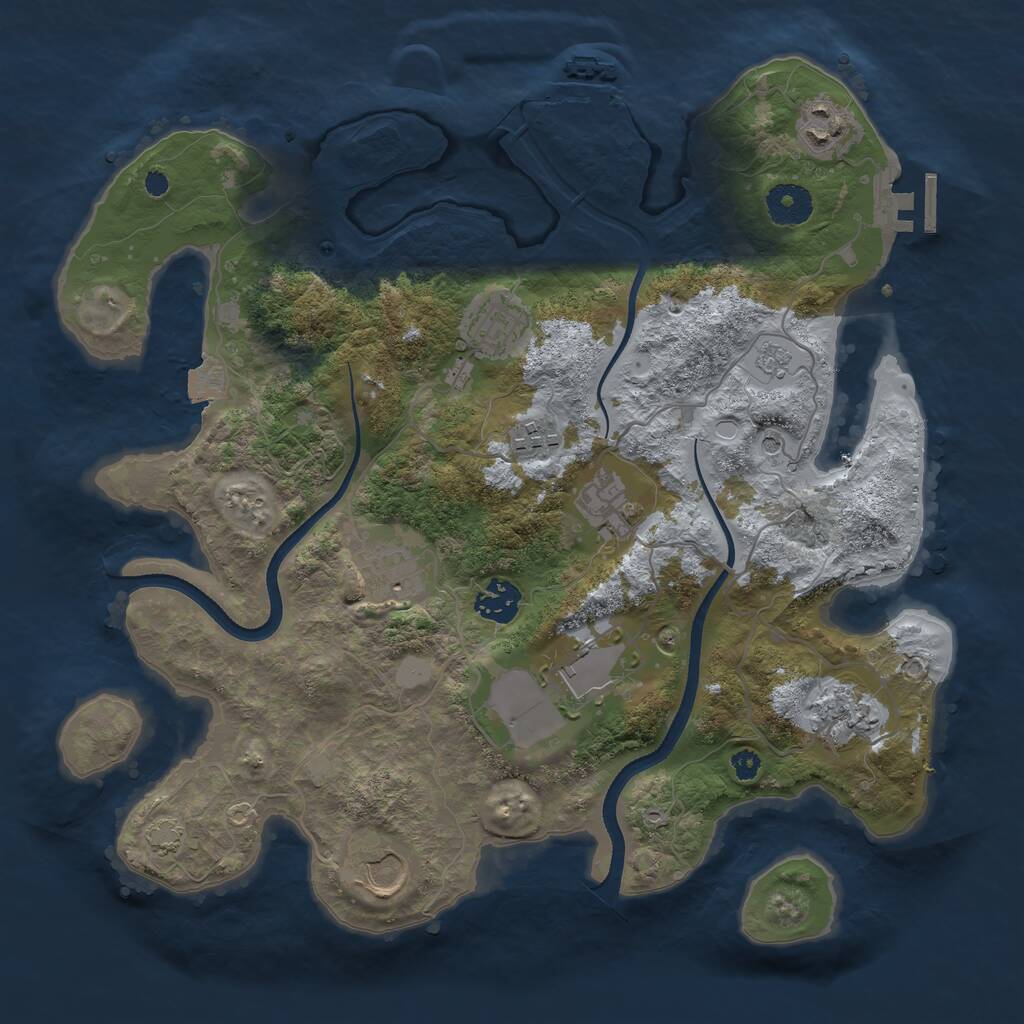 Rust Map: Procedural Map, Size: 3500, Seed: 113619477, 15 Monuments