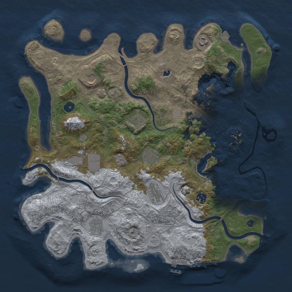Rust Map: Procedural Map, Size: 4250, Seed: 1912490427, 14 Monuments
