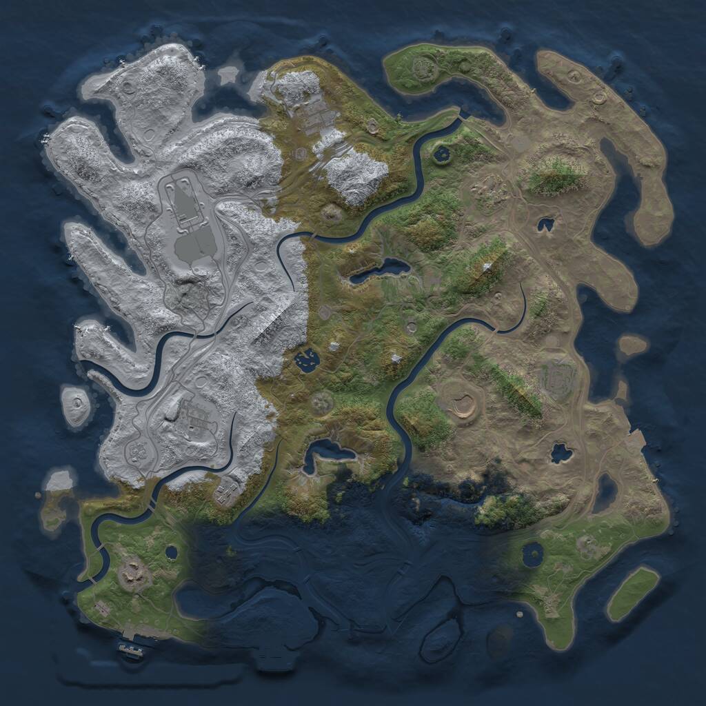Rust Map: Procedural Map, Size: 4500, Seed: 747783715, 15 Monuments