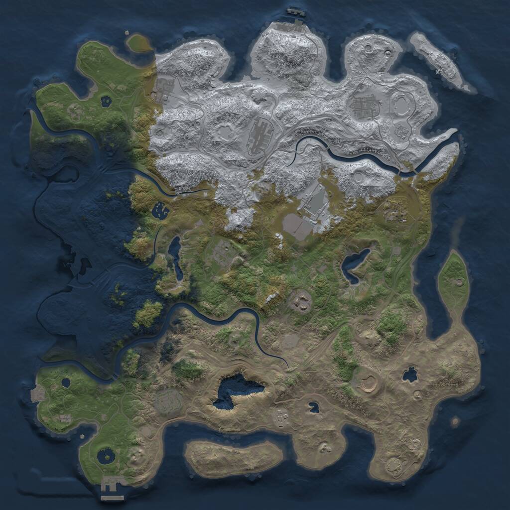 Rust Map: Procedural Map, Size: 4500, Seed: 813259984, 17 Monuments