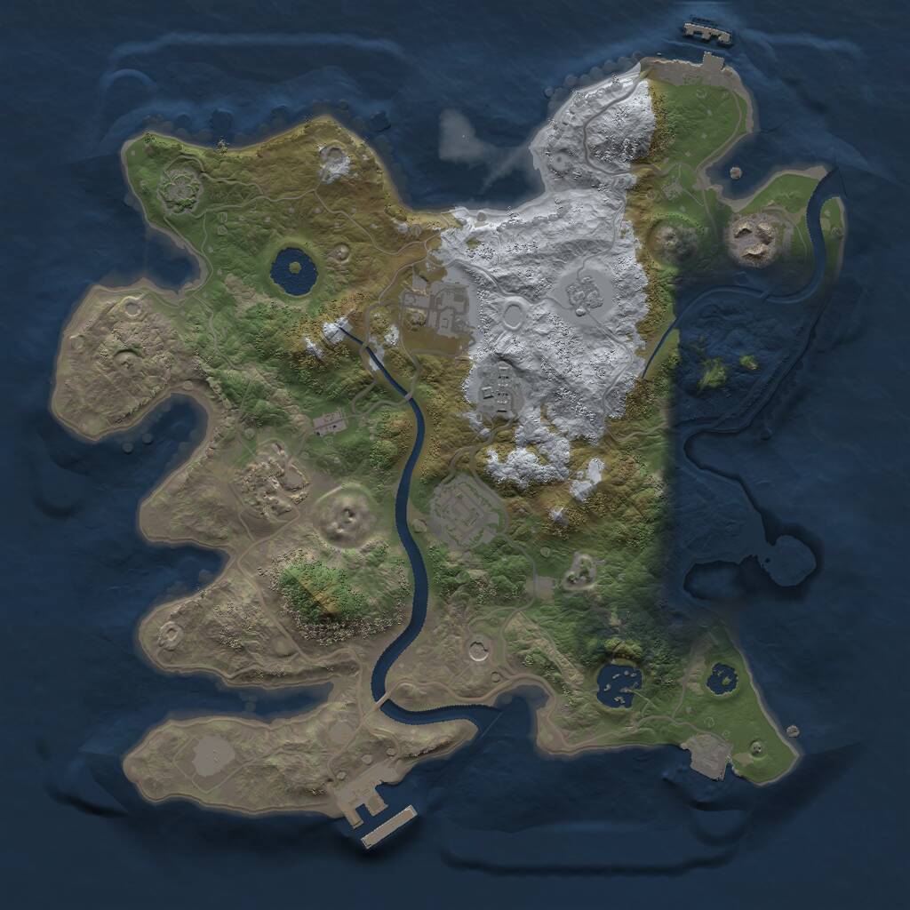 Rust Map: Procedural Map, Size: 3000, Seed: 1027488482, 12 Monuments