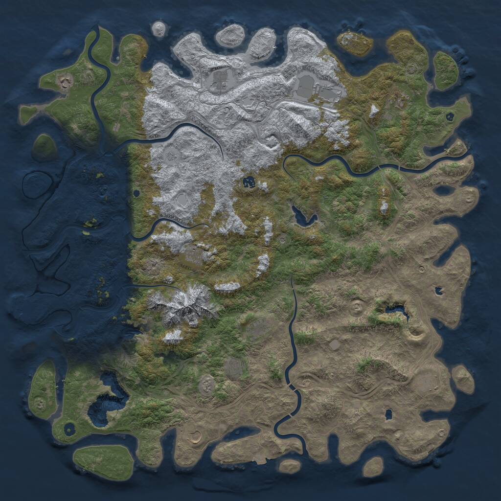 Rust Map: Procedural Map, Size: 6000, Seed: 784132, 16 Monuments