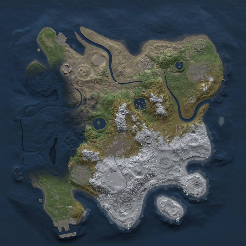 Rust Map: Procedural Map, Size: 3000, Seed: 1207265400, 12 Monuments