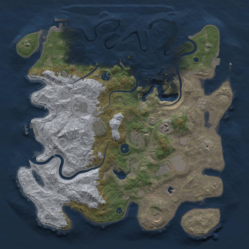 Rust Map: Procedural Map, Size: 4000, Seed: 5821, 14 Monuments