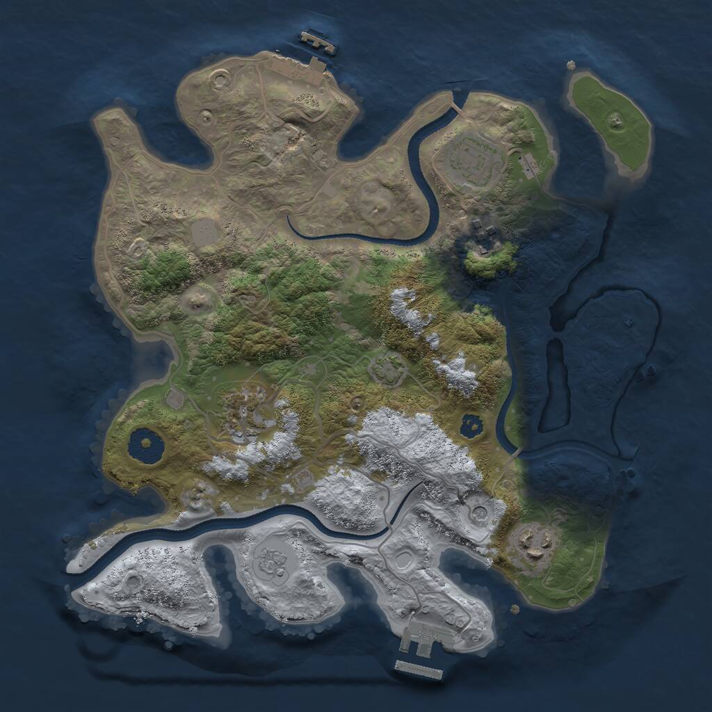 Rust Map: Procedural Map, Size: 3000, Seed: 39514, 10 Monuments