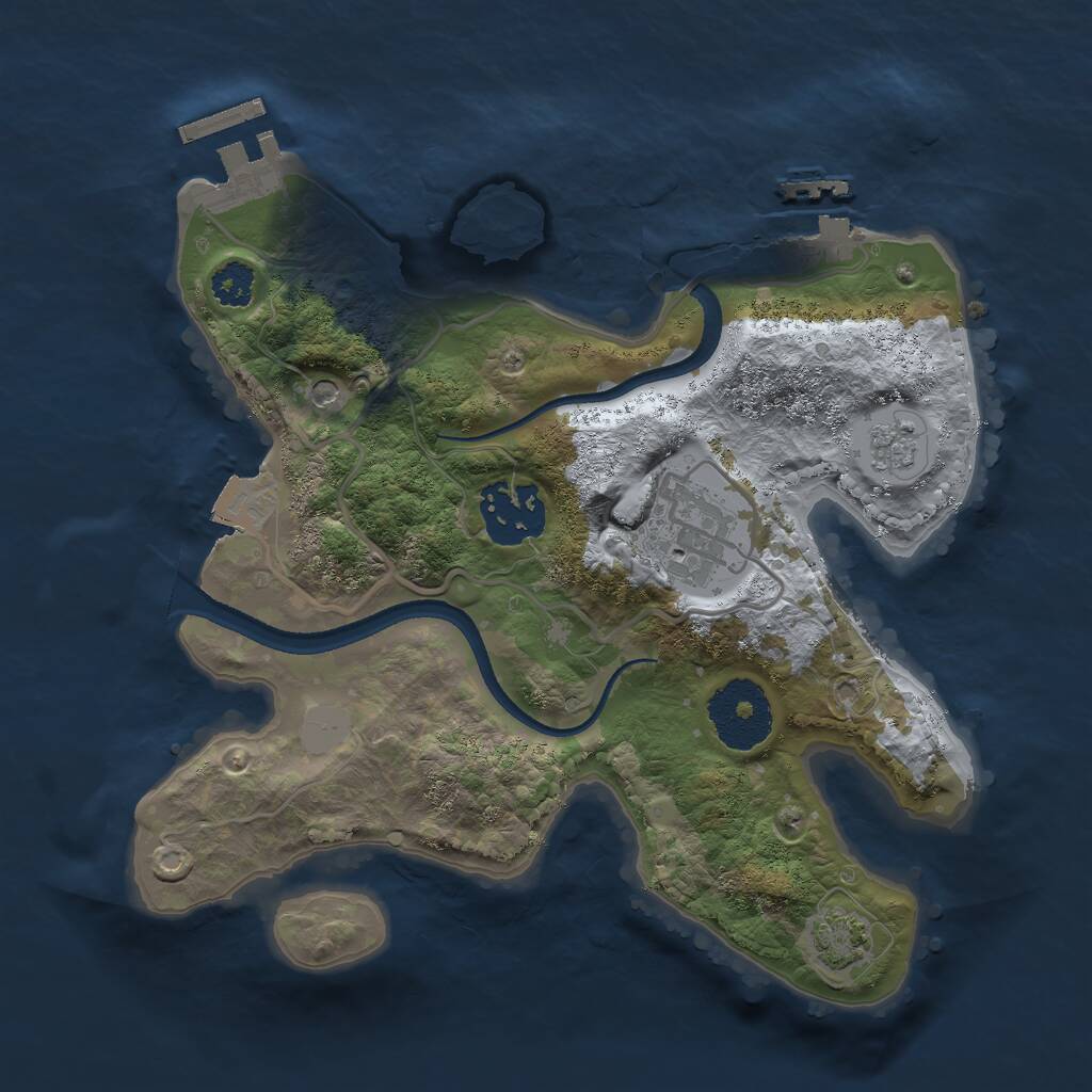 Rust Map: Procedural Map, Size: 2500, Seed: 1211362435, 8 Monuments