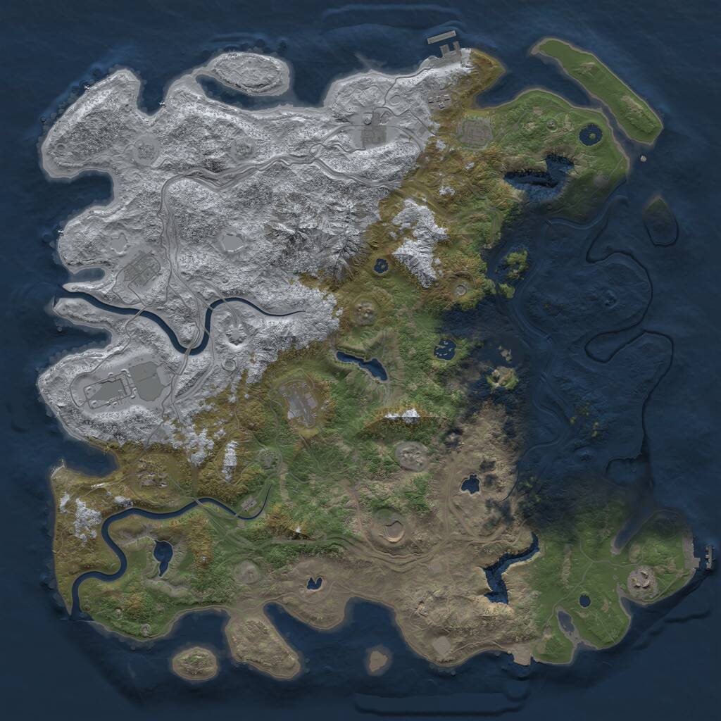 Rust Map: Procedural Map, Size: 5000, Seed: 358509354, 17 Monuments