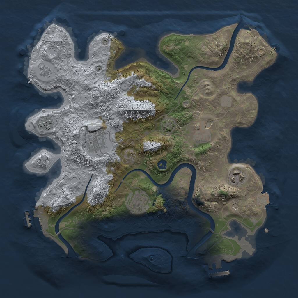 Rust Map: Procedural Map, Size: 3000, Seed: 4987, 11 Monuments