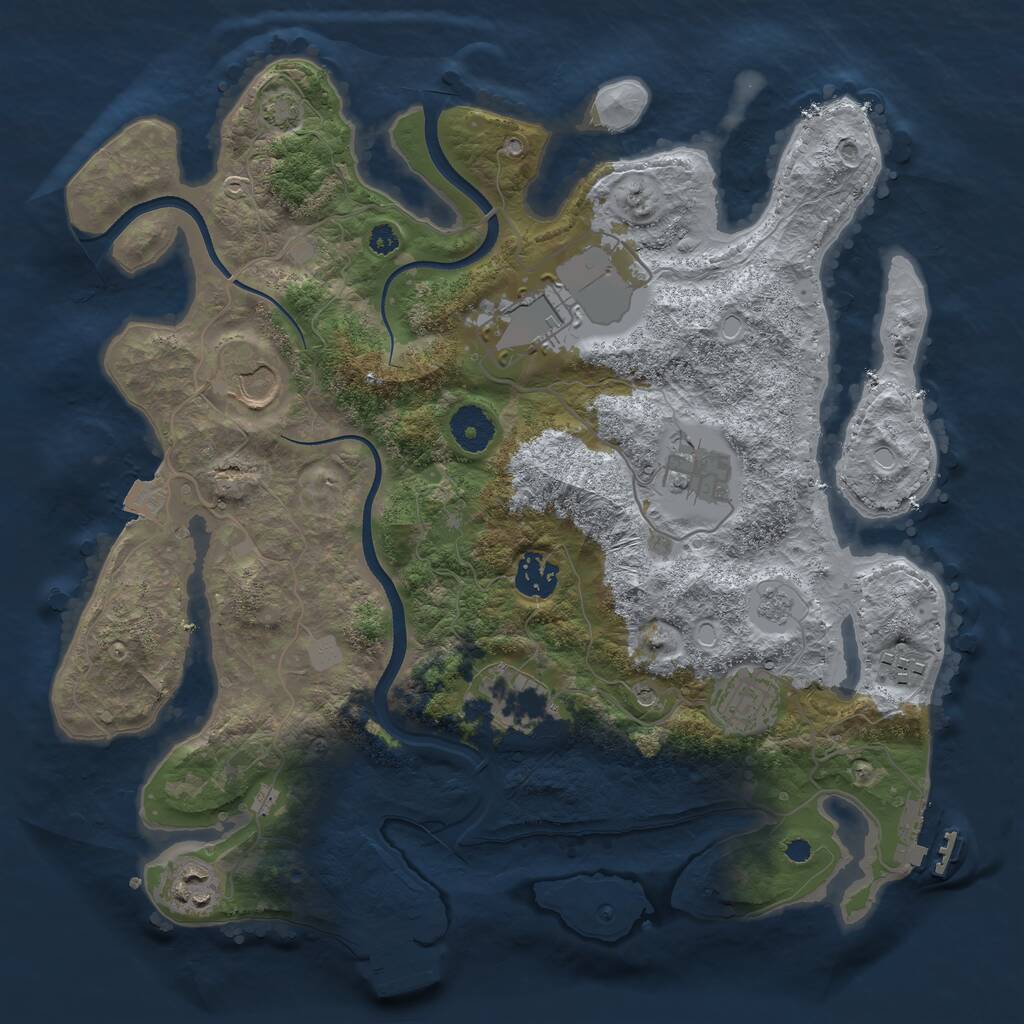 Rust Map: Procedural Map, Size: 3500, Seed: 540642, 14 Monuments