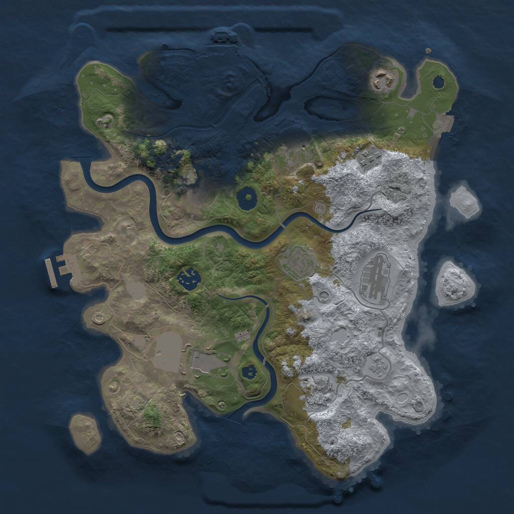 Rust Map: Procedural Map, Size: 3500, Seed: 596370096, 15 Monuments