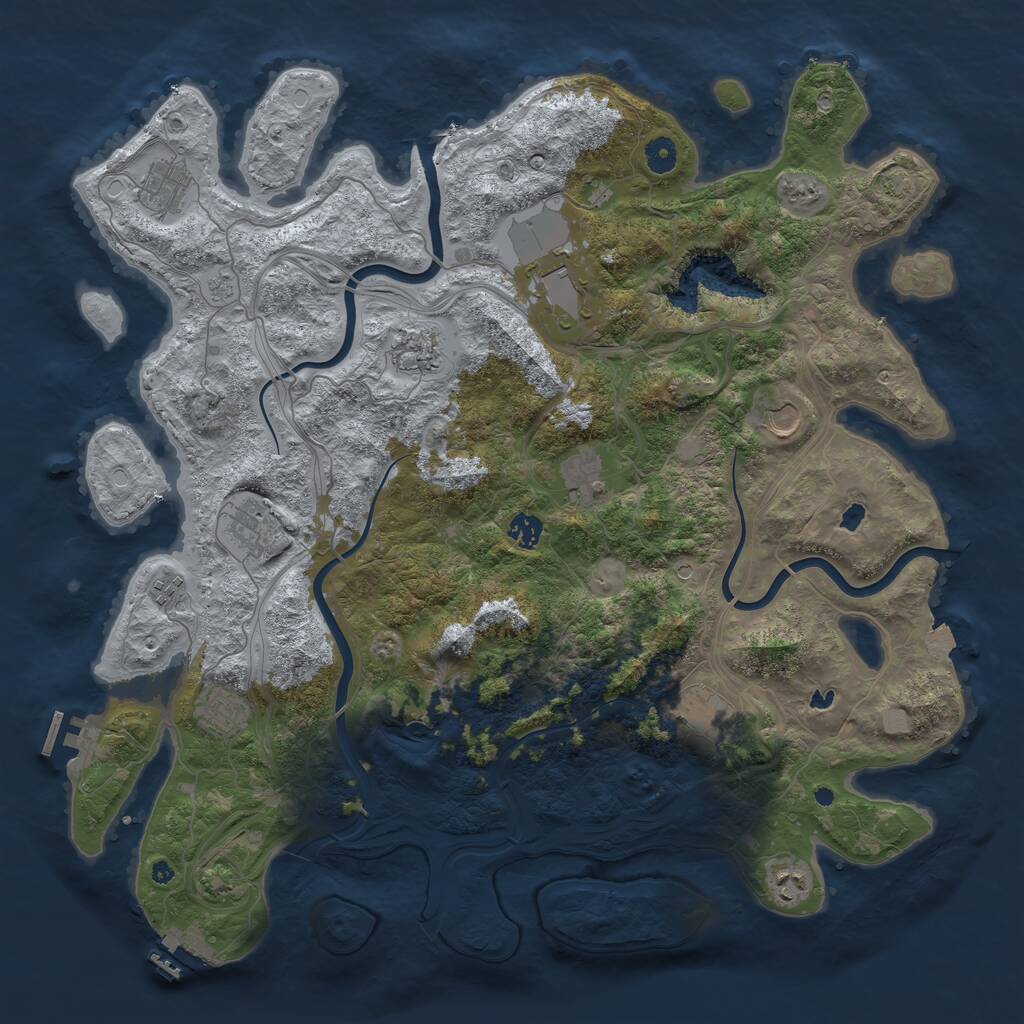 Rust Map: Procedural Map, Size: 4500, Seed: 552845935, 17 Monuments