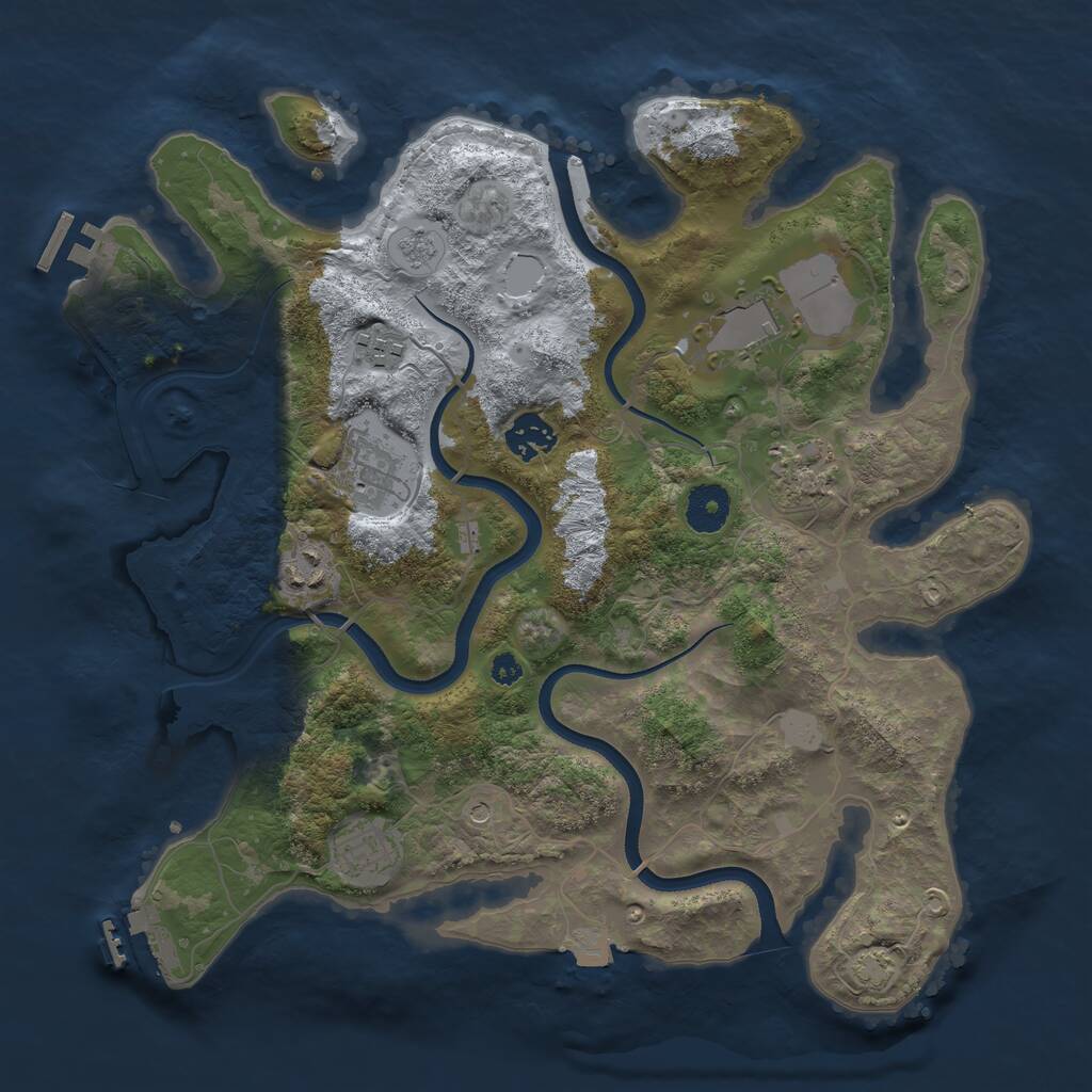 Rust Map: Procedural Map, Size: 3500, Seed: 945856295, 13 Monuments