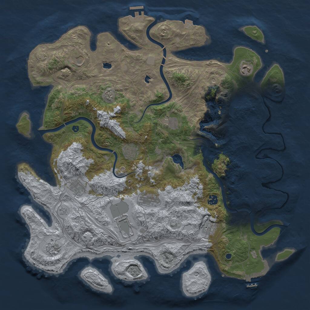 Rust Map: Procedural Map, Size: 4500, Seed: 1491347152, 17 Monuments