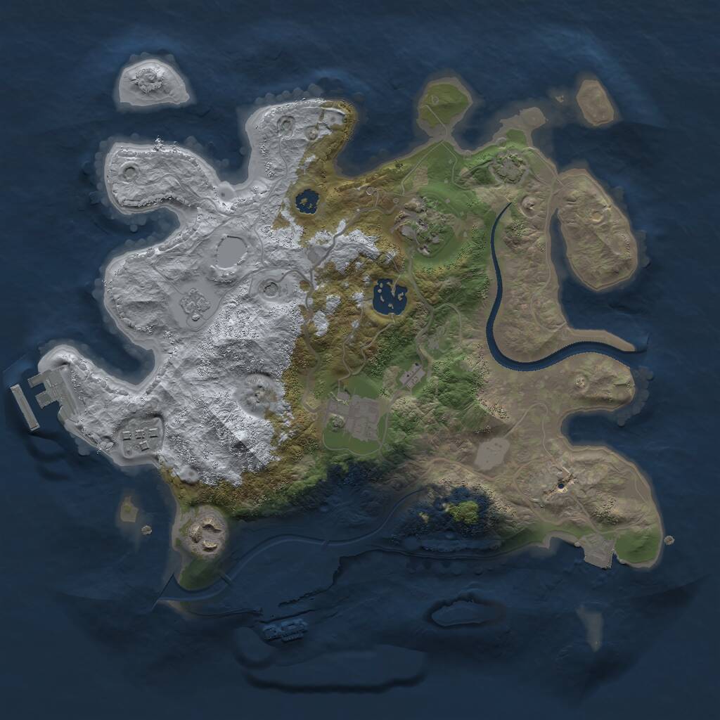 Rust Map: Procedural Map, Size: 3000, Seed: 1036111189, 11 Monuments