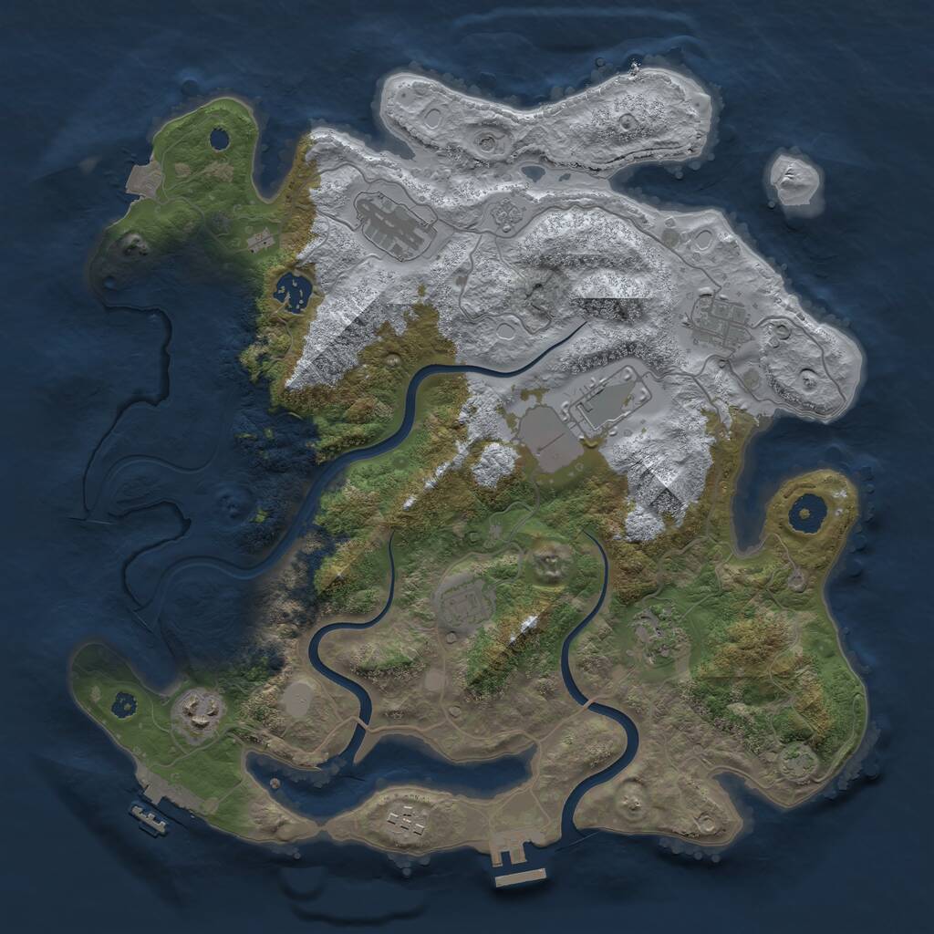 Rust Map: Procedural Map, Size: 3700, Seed: 1382724113, 14 Monuments