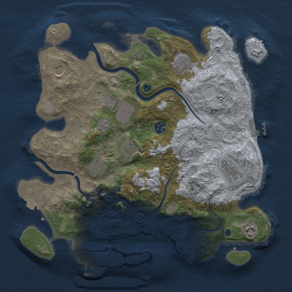 Rust Map: Procedural Map, Size: 3700, Seed: 953328446, 15 Monuments