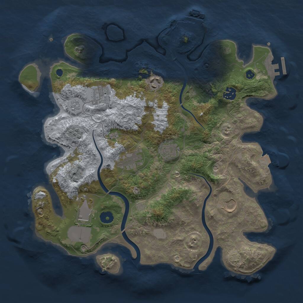 Rust Map: Procedural Map, Size: 3500, Seed: 1107169722, 14 Monuments