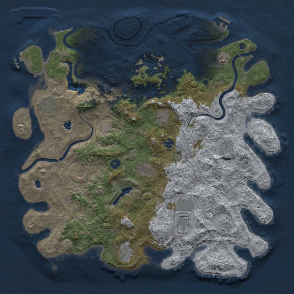 Rust Map: Procedural Map, Size: 4500, Seed: 2013952824, 17 Monuments