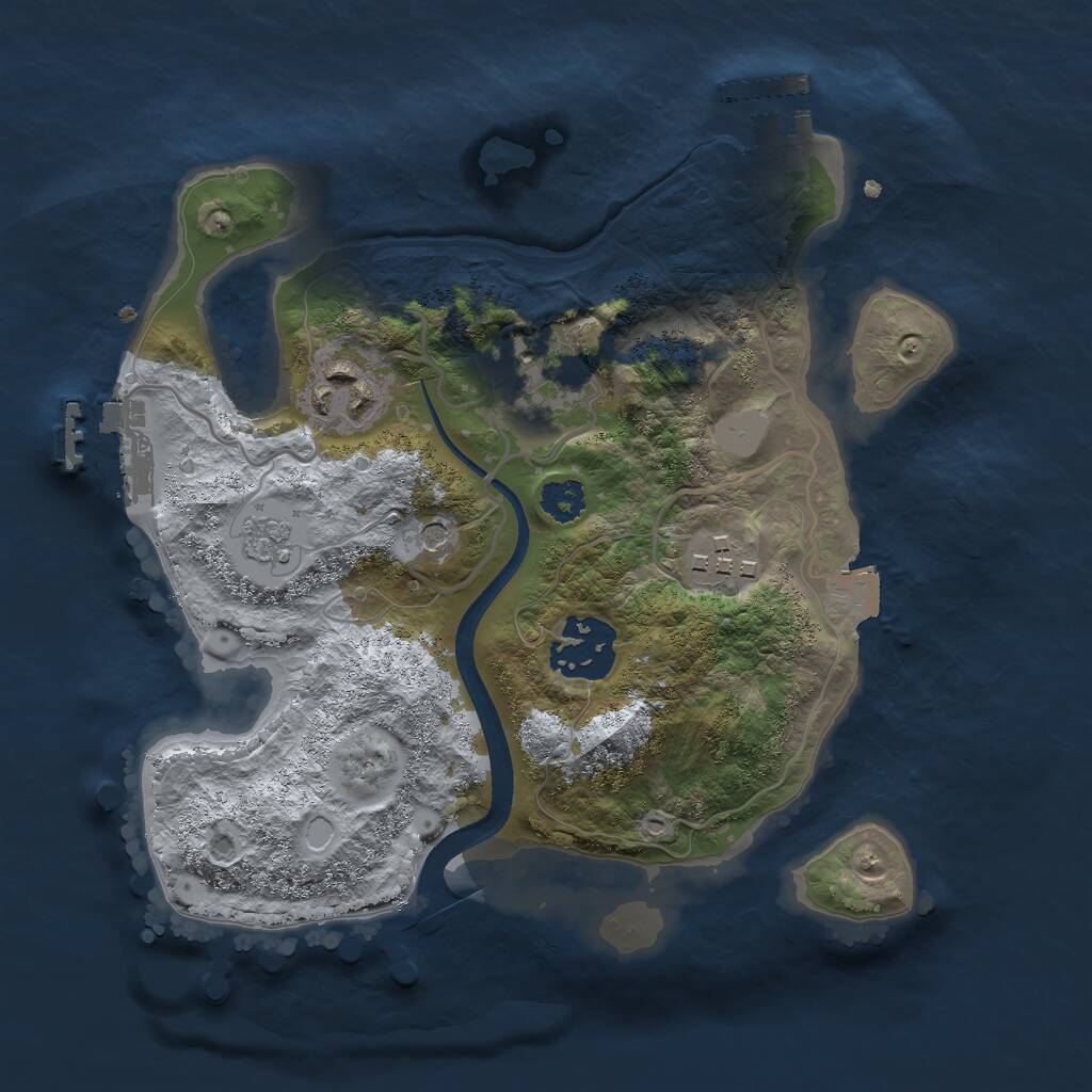 Rust Map: Procedural Map, Size: 2500, Seed: 45684567, 9 Monuments