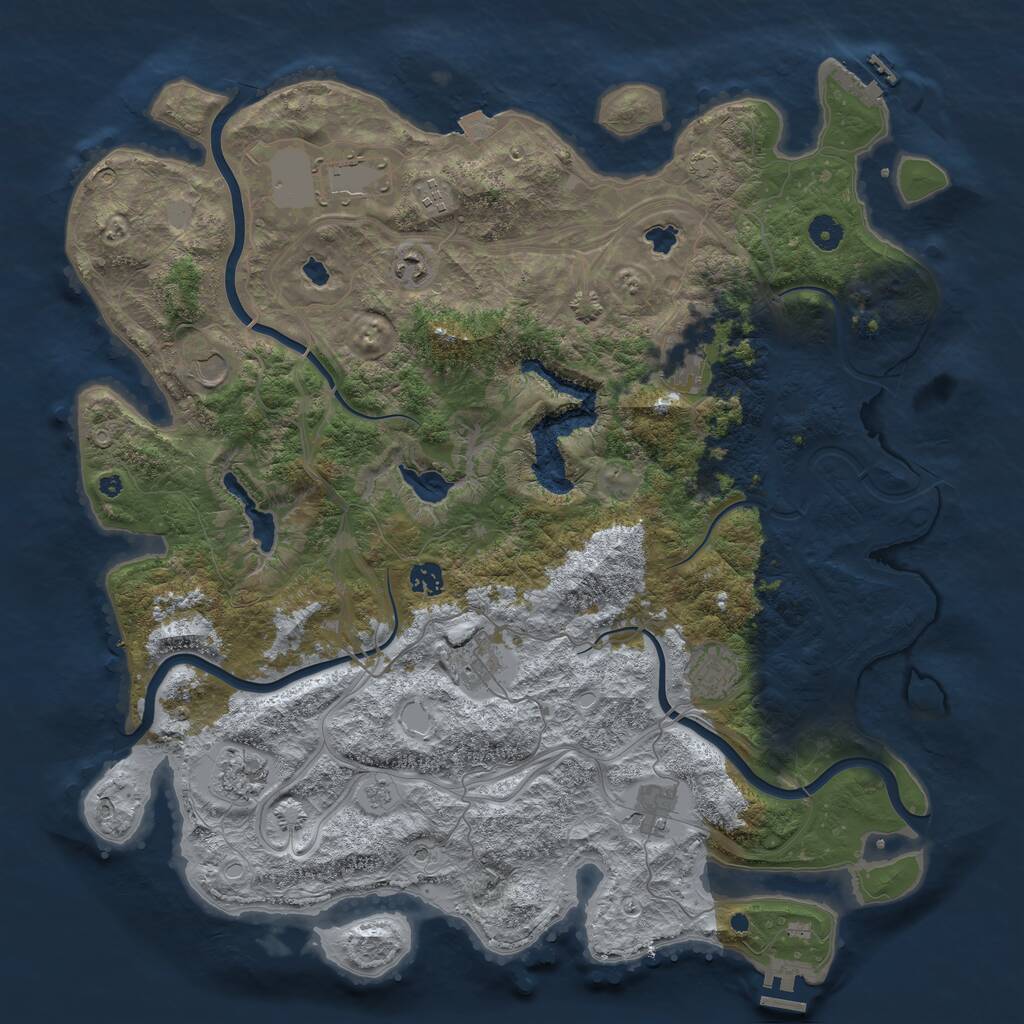 Rust Map: Procedural Map, Size: 4500, Seed: 1807736298, 16 Monuments