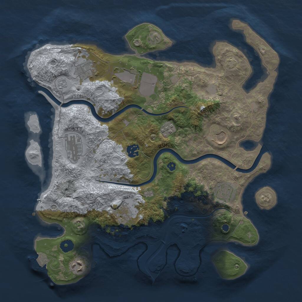 Rust Map: Procedural Map, Size: 3500, Seed: 2043307013, 13 Monuments