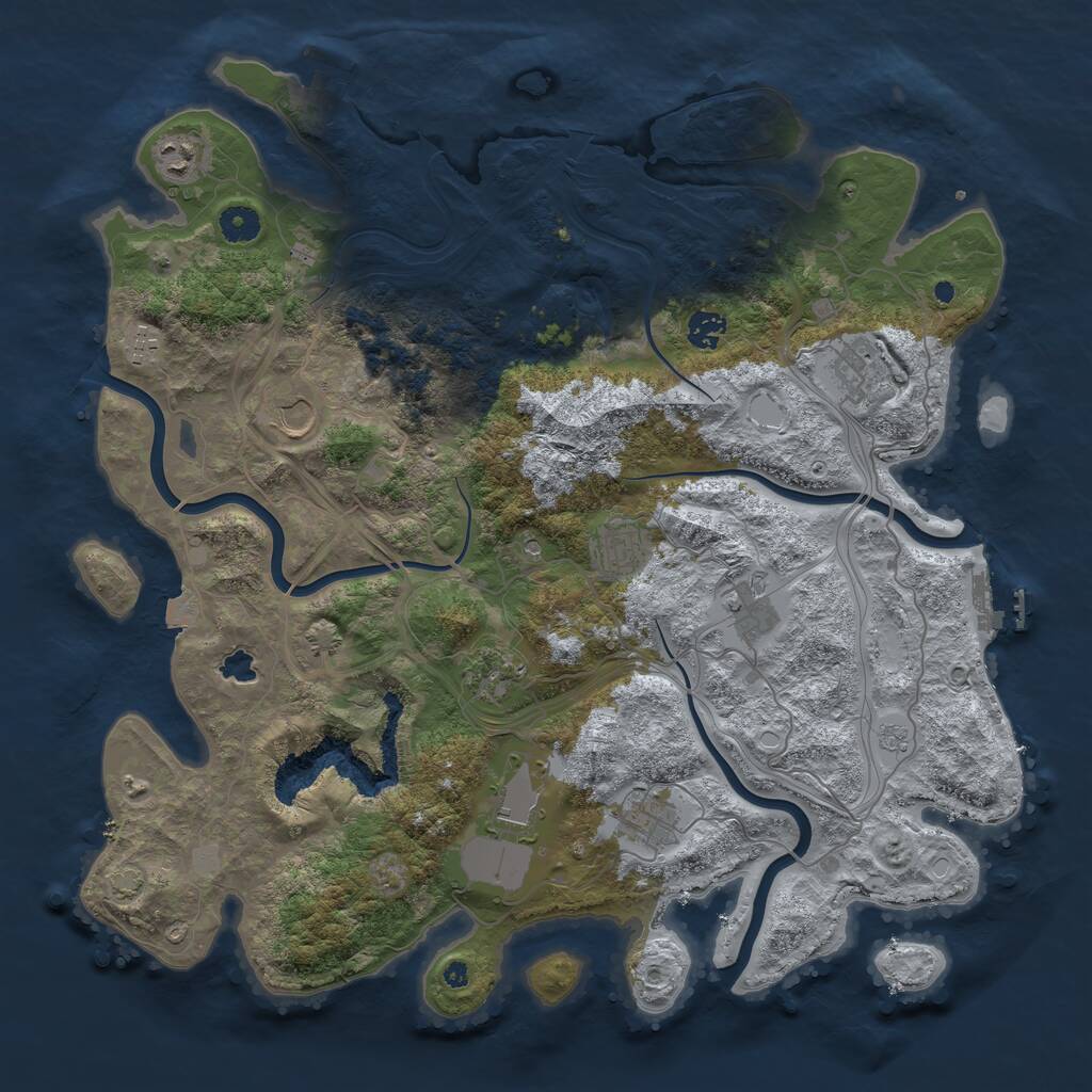 Rust Map: Procedural Map, Size: 4250, Seed: 836848748, 16 Monuments