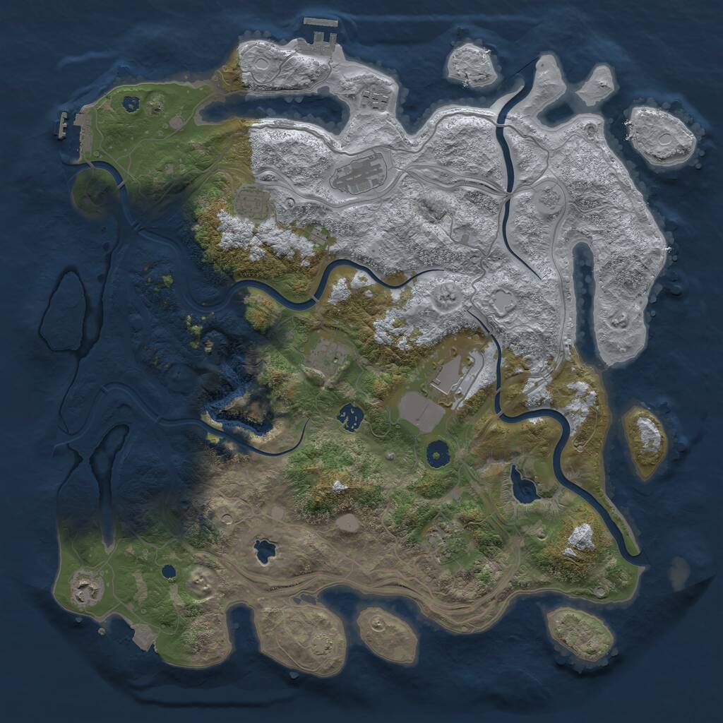 Rust Map: Procedural Map, Size: 4250, Seed: 1990880426, 14 Monuments