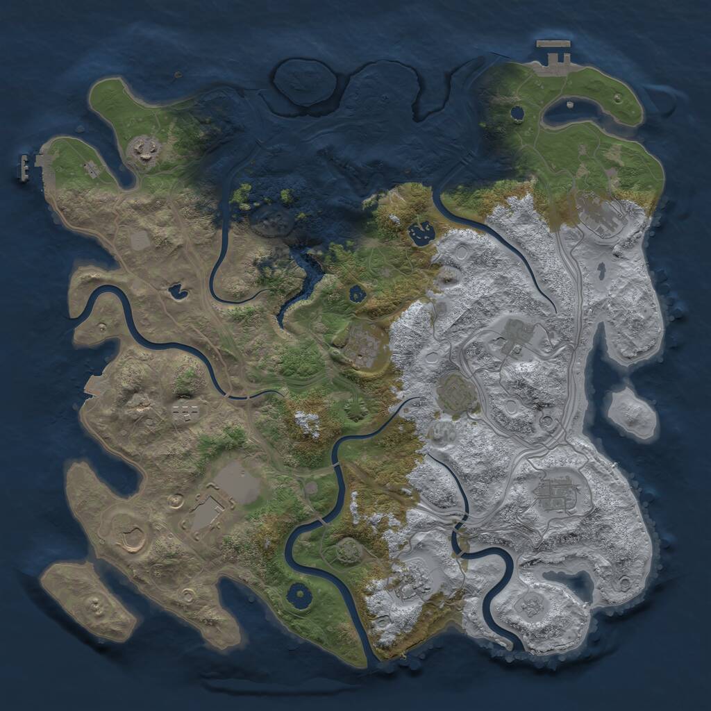 Rust Map: Procedural Map, Size: 4250, Seed: 1443149469, 17 Monuments