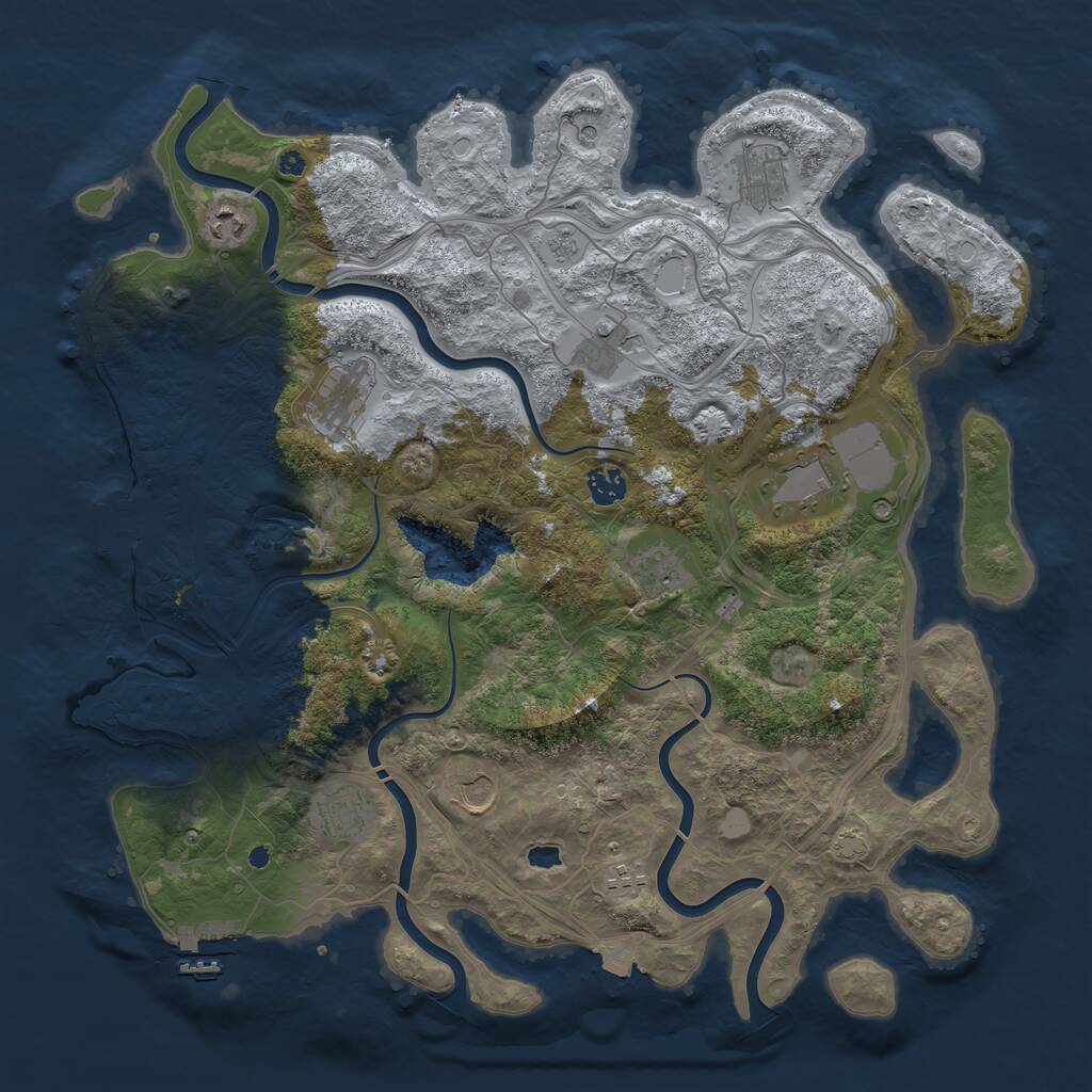 Rust Map: Procedural Map, Size: 4250, Seed: 851619208, 16 Monuments