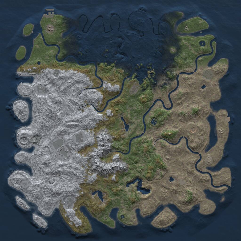 Rust Map: Procedural Map, Size: 6000, Seed: 962762665, 17 Monuments