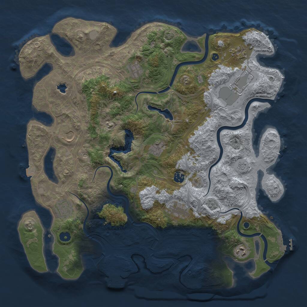 Rust Map: Procedural Map, Size: 4250, Seed: 333234143, 16 Monuments