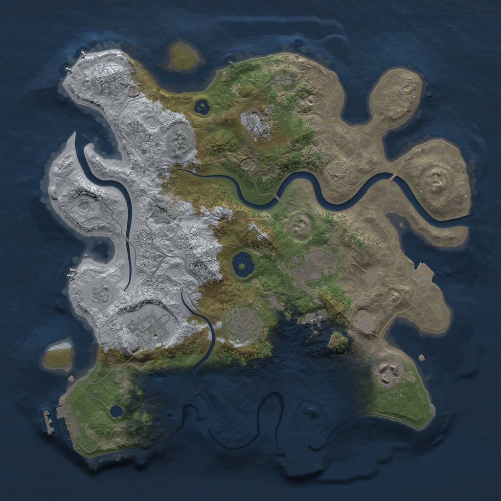 Rust Map: Procedural Map, Size: 3200, Seed: 523256, 12 Monuments