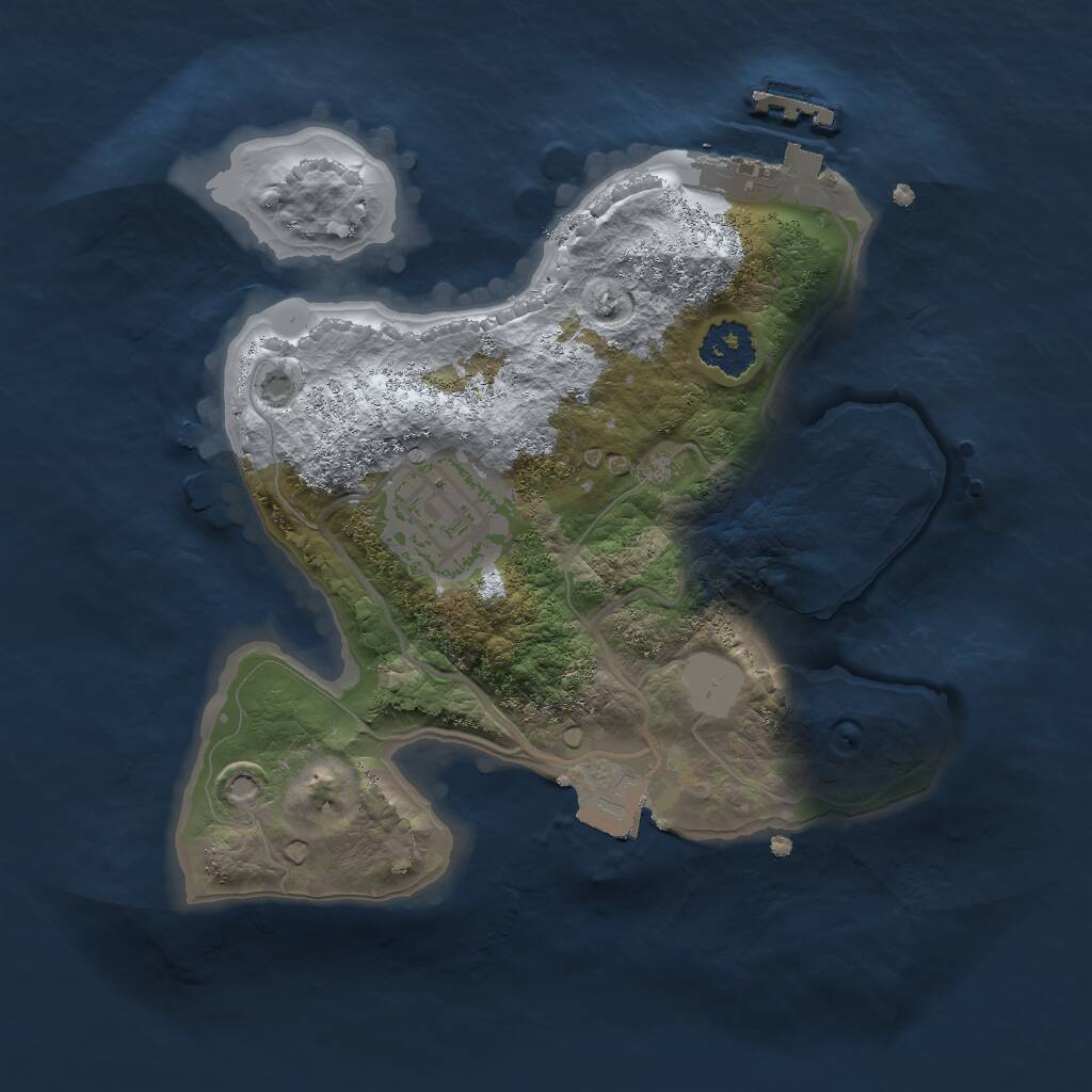 Rust Map: Procedural Map, Size: 2000, Seed: 76935, 3 Monuments