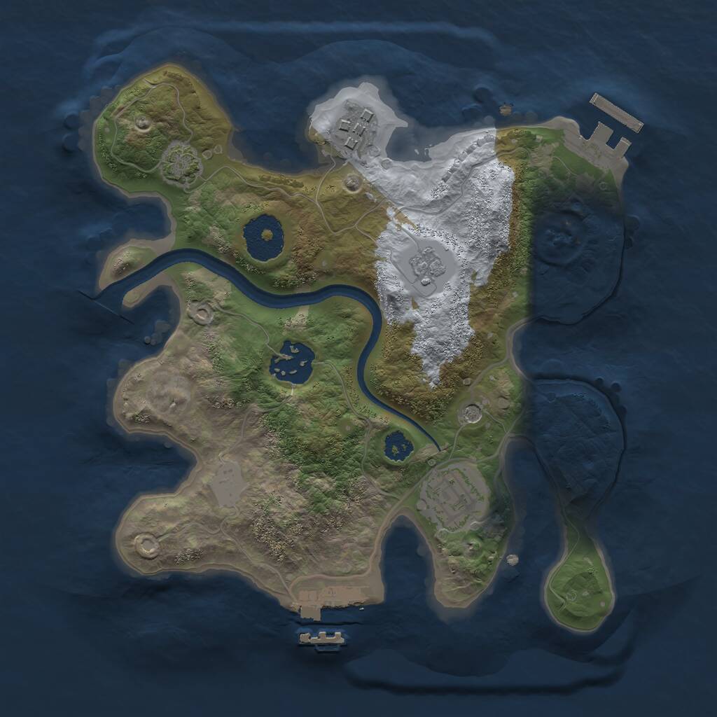 Rust Map: Procedural Map, Size: 2500, Seed: 314290775, 9 Monuments