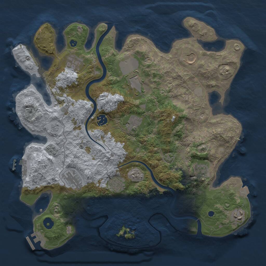 Rust Map: Procedural Map, Size: 3700, Seed: 2127780018, 16 Monuments