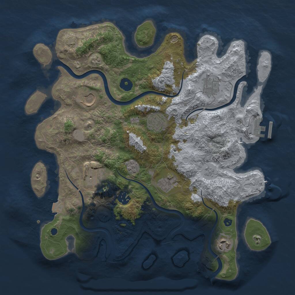 Rust Map: Procedural Map, Size: 3500, Seed: 309876612, 13 Monuments