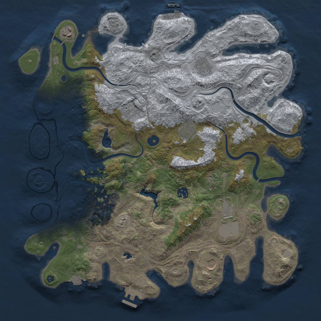 Rust Map: Procedural Map, Size: 4250, Seed: 1991709467, 16 Monuments