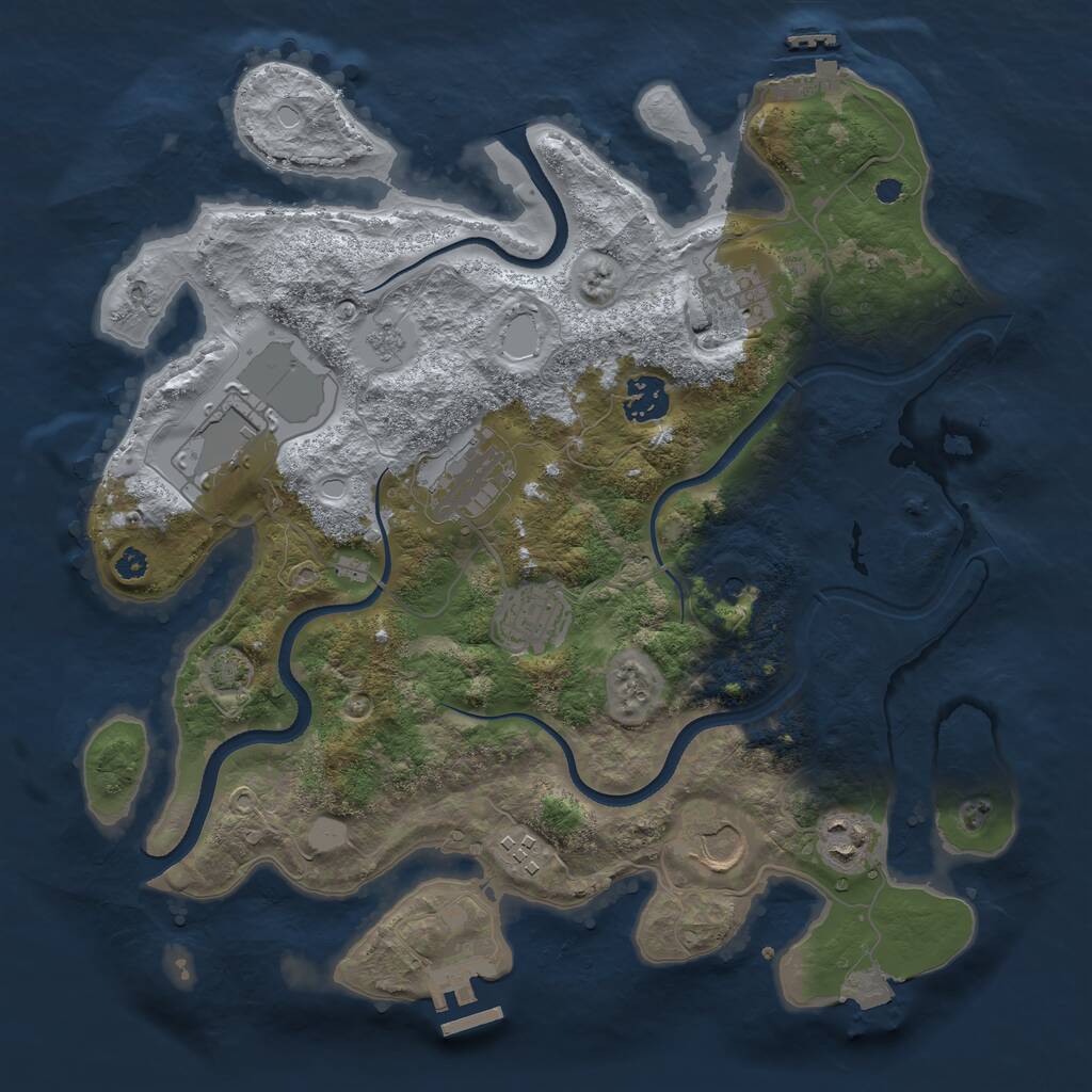 Rust Map: Procedural Map, Size: 3500, Seed: 1153403784, 14 Monuments