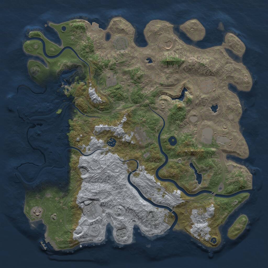 Rust Map: Procedural Map, Size: 4500, Seed: 1109120913, 17 Monuments