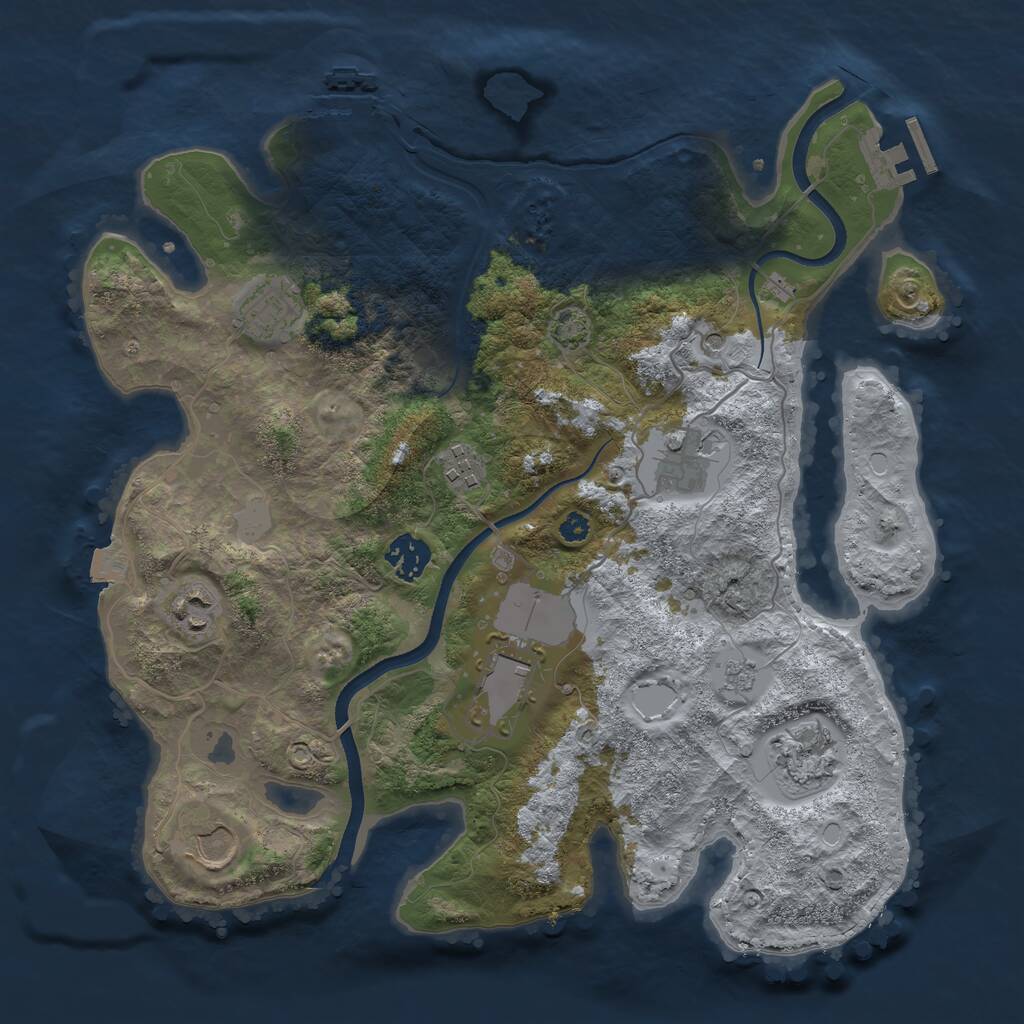 Rust Map: Procedural Map, Size: 3500, Seed: 2114884911, 14 Monuments