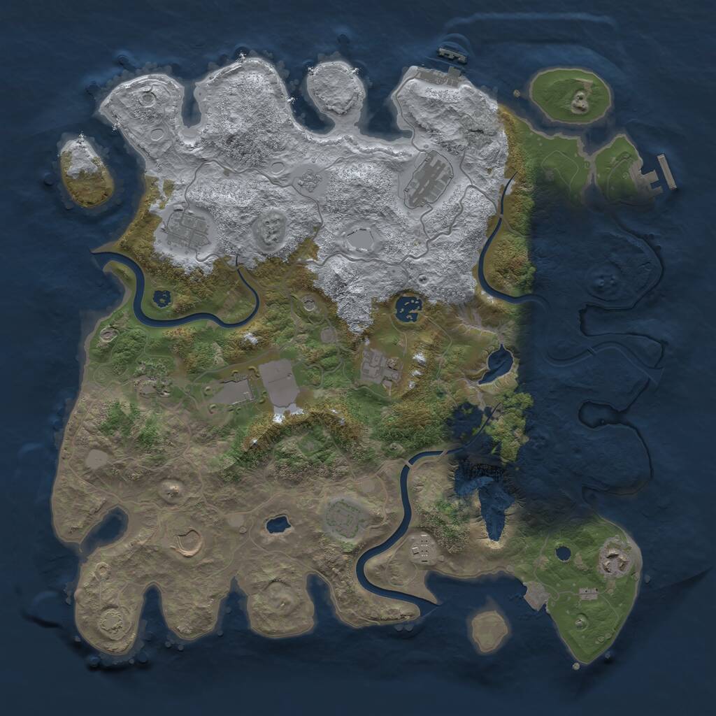 Rust Map: Procedural Map, Size: 4000, Seed: 114327341, 16 Monuments
