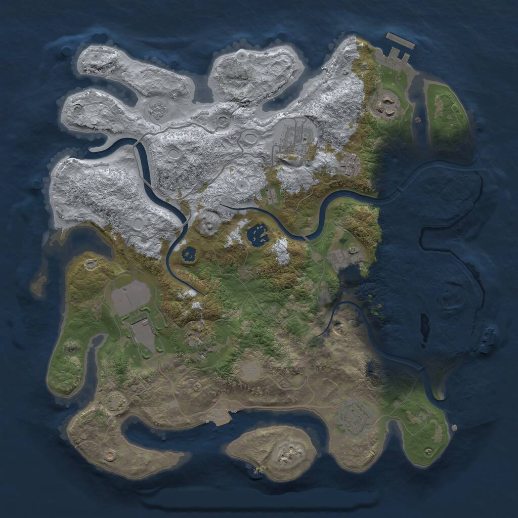 Rust Map: Procedural Map, Size: 3500, Seed: 952560908, 14 Monuments
