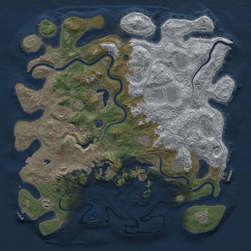 Rust Map: Procedural Map, Size: 4500, Seed: 46464, 17 Monuments