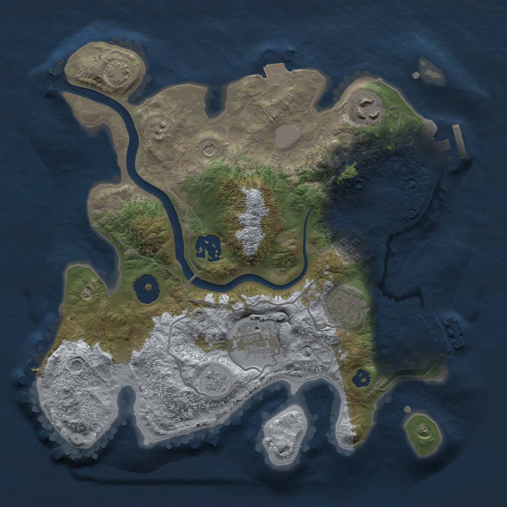 Rust Map: Procedural Map, Size: 2800, Seed: 2030154228, 11 Monuments