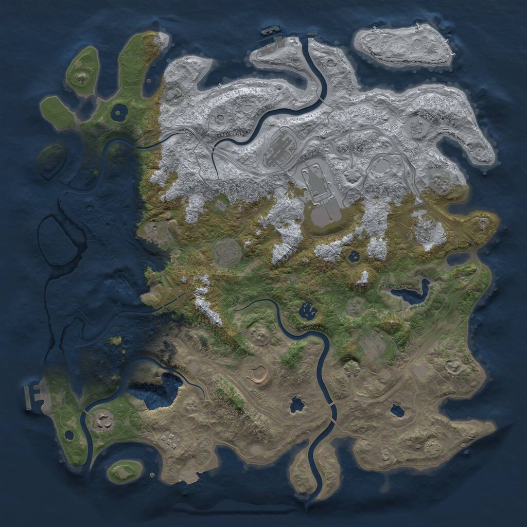 Rust Map: Procedural Map, Size: 4500, Seed: 17168, 16 Monuments